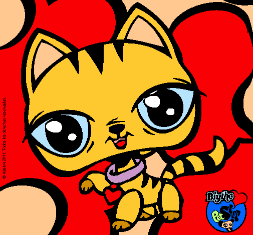 Dibujo Gatito Littlest Pet Shop pintado por artista