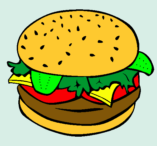 Dibujo Hamburguesa completa pintado por Hechiceras