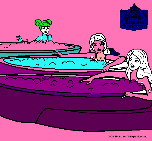 Dibujo Barbie y sus amigas en el jacuzzi pintado por nereafh