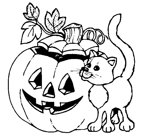 Dibujo Calabaza y gato pintado por Ashley1996