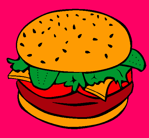 Dibujo Hamburguesa completa pintado por beker