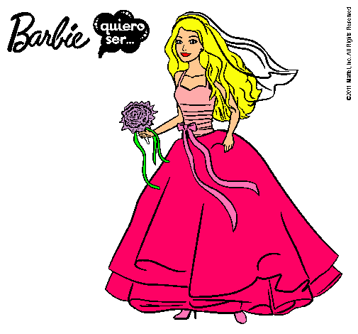 Dibujo Barbie vestida de novia pintado por Laly
