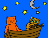 Dibujo Gato y búho pintado por menali