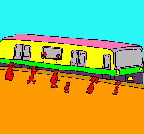 Dibujo Pasajeros esperando al tren pintado por SERGIOP