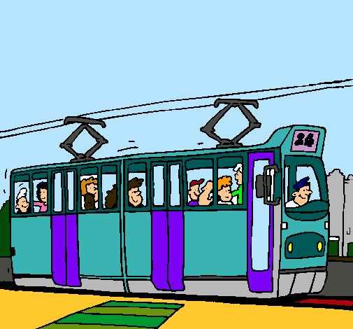 Dibujo Tranvía con pasajeros pintado por mariaesco