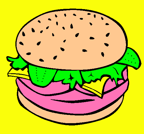 Dibujo Hamburguesa completa pintado por bellaloren