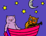 Dibujo Gato y búho pintado por candesua