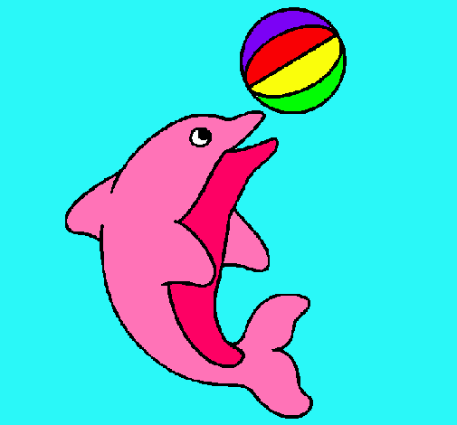 Dibujo Delfín jugando con una pelota pintado por marinagarcia