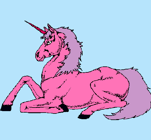 Dibujo Unicornio sentado pintado por meencantan