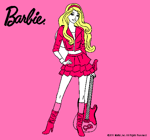 Dibujo Barbie rockera pintado por guzkailing