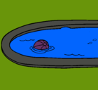 Dibujo Pelota en la piscina pintado por critina