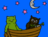 Dibujo Gato y búho pintado por MImiMIm