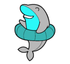 Dibujo Delfín con flotador pintado por oiijkojko
