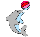 Dibujo Delfín jugando con una pelota pintado por calamar