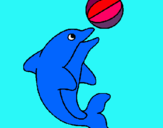 Dibujo Delfín jugando con una pelota pintado por zaldibar