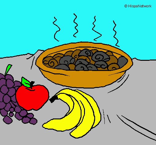 Dibujo Fruta y caracoles a la cazuela pintado por DIEGOBB