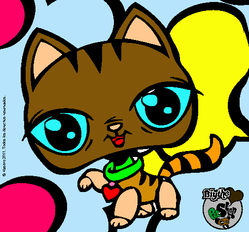 Dibujo Gatito Littlest Pet Shop pintado por loro