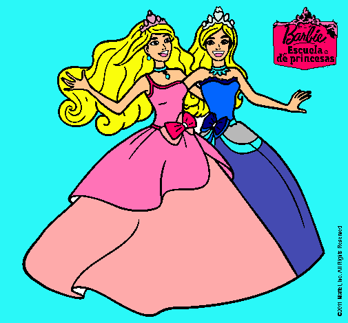 Dibujo Barbie y su amiga súper felices pintado por nenax