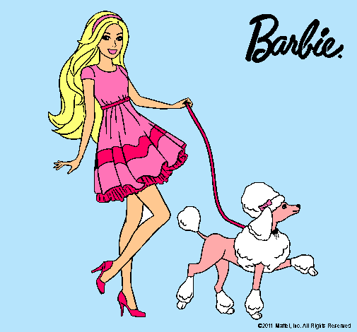 Dibujo Barbie paseando a su mascota pintado por LaEly