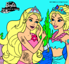 Dibujo Barbie se despiede de la reina sirena pintado por LaEly