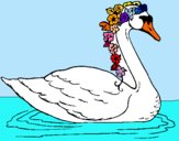 Dibujo Cisne con flores pintado por agulinda