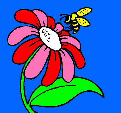 Dibujo Margarita con abeja pintado por denis_boss