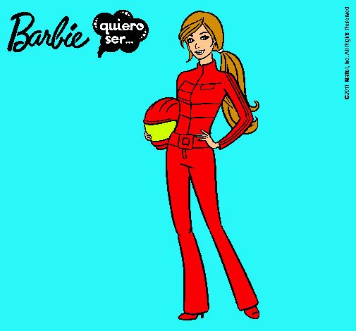 Dibujo Barbie piloto de motos pintado por allisson