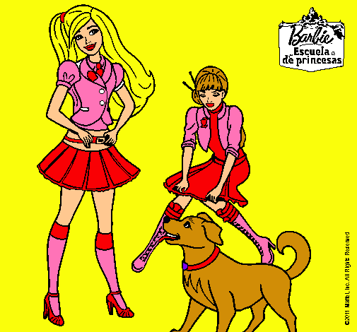 Dibujo De Barbie Con Su Perrito Y Una Amiga Pintado Por Saritguapi En