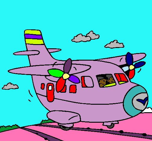 Dibujo Avión despegando pintado por yoby