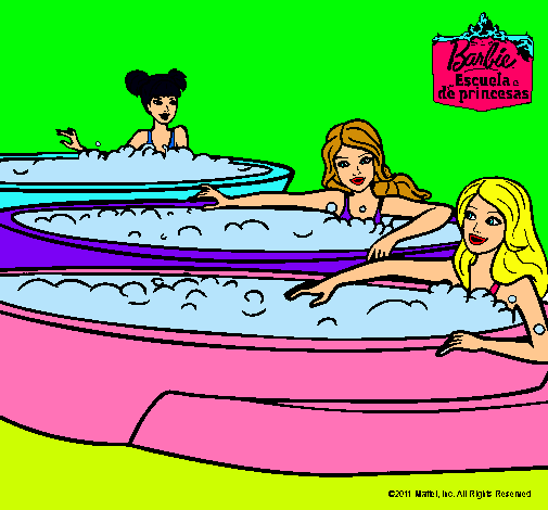 Dibujo Barbie y sus amigas en el jacuzzi pintado por katti