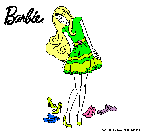 Dibujo Barbie y su colección de zapatos pintado por matzil
