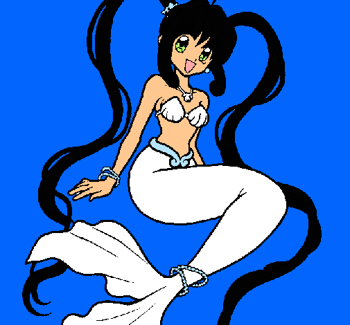 Dibujo Sirena con perlas pintado por Larfia