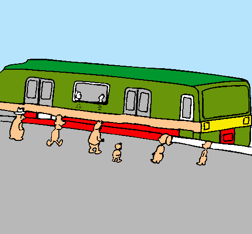 Dibujo Pasajeros esperando al tren pintado por NachitoAS