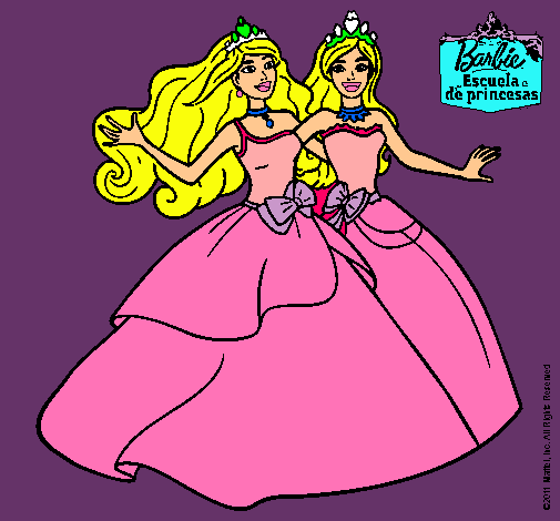 Dibujo Barbie y su amiga súper felices pintado por duuna