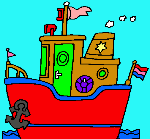 Dibujo Barco con ancla pintado por yosel