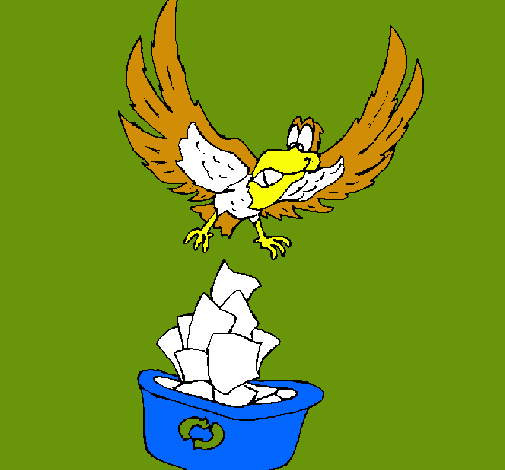 Dibujo Águila reciclando pintado por usuar