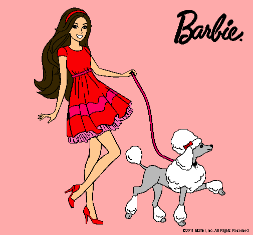 Dibujo Barbie paseando a su mascota pintado por Seletbo