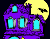 Dibujo Casa del misterio pintado por terror 