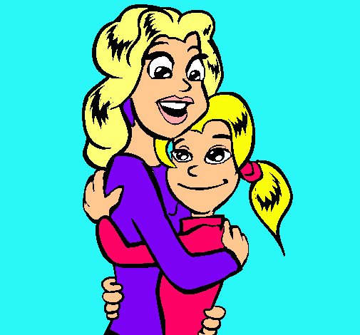 Dibujo Madre e hija abrazadas pintado por chideila