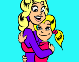 Dibujo Madre e hija abrazadas pintado por chideila