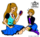 Dibujo Barbie con el teléfono móvil pintado por angelitaaaaa