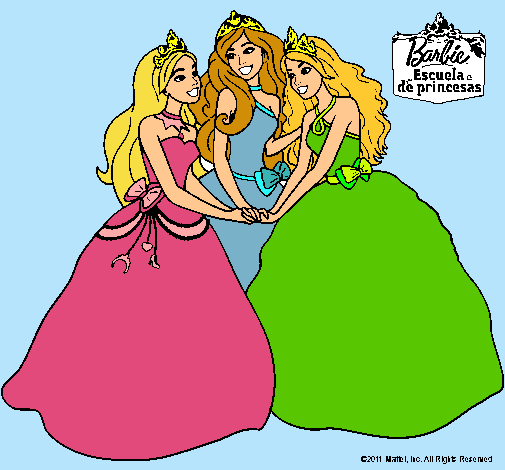 Dibujo Barbie y sus amigas princesas pintado por alba-linda