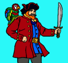 Dibujo Pirata con un loro pintado por pecos8