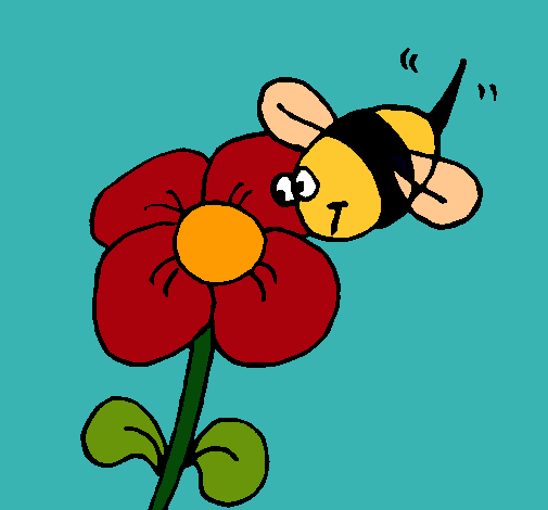 Dibujo Abeja y flor pintado por Monchiita 