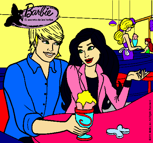 Dibujo Barbie y su amigo en la heladería pintado por NenaCielo
