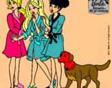 Dibujo Barbie y sus amigas en bata pintado por humacao