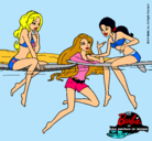 Dibujo Barbie y sus amigas pintado por humacao