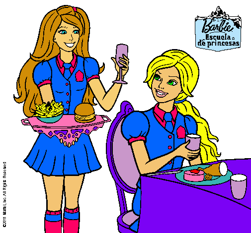 Dibujo Barbie en la hamburguesería pintado por NenaCielo