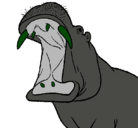 Dibujo Hipopótamo con la boca abierta pintado por hipopotamo