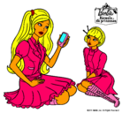 Dibujo Barbie con el teléfono móvil pintado por moster
